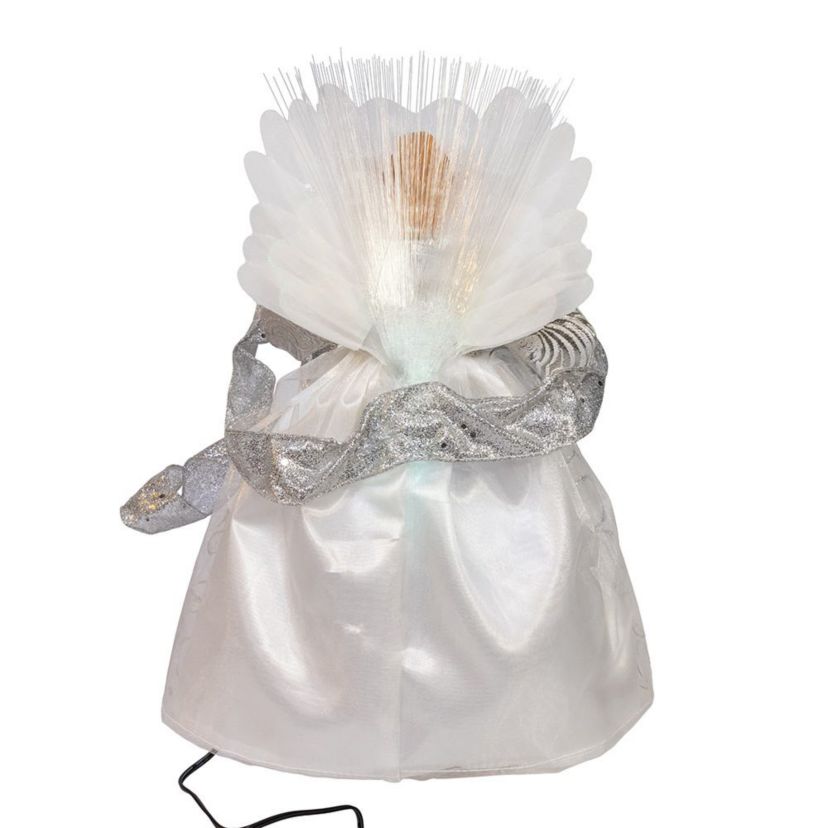 12-Inch UL 30-Light Fairy LED Fiber Optic Silver Angel Tree Topper