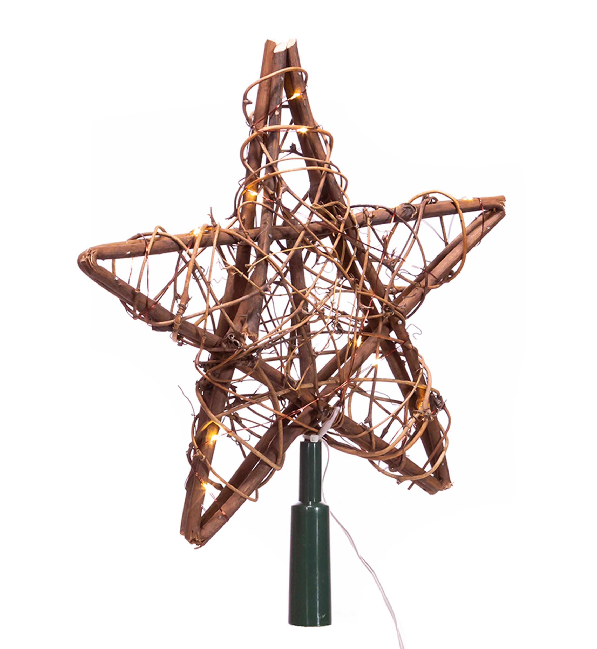 20-Light Fairy Light Natural Rattan Star Tree Topper