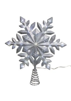 13-Inch 25-Light LED Glittered Snowflake Tree Topper