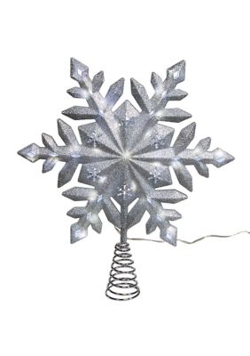 Kurt S. Adler 13-Inch 25-Light LED Glittered Snowflake Tree Topper, White