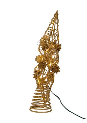 11.75-Inch 30-Light Fairy Light Gold Star Tree Topper