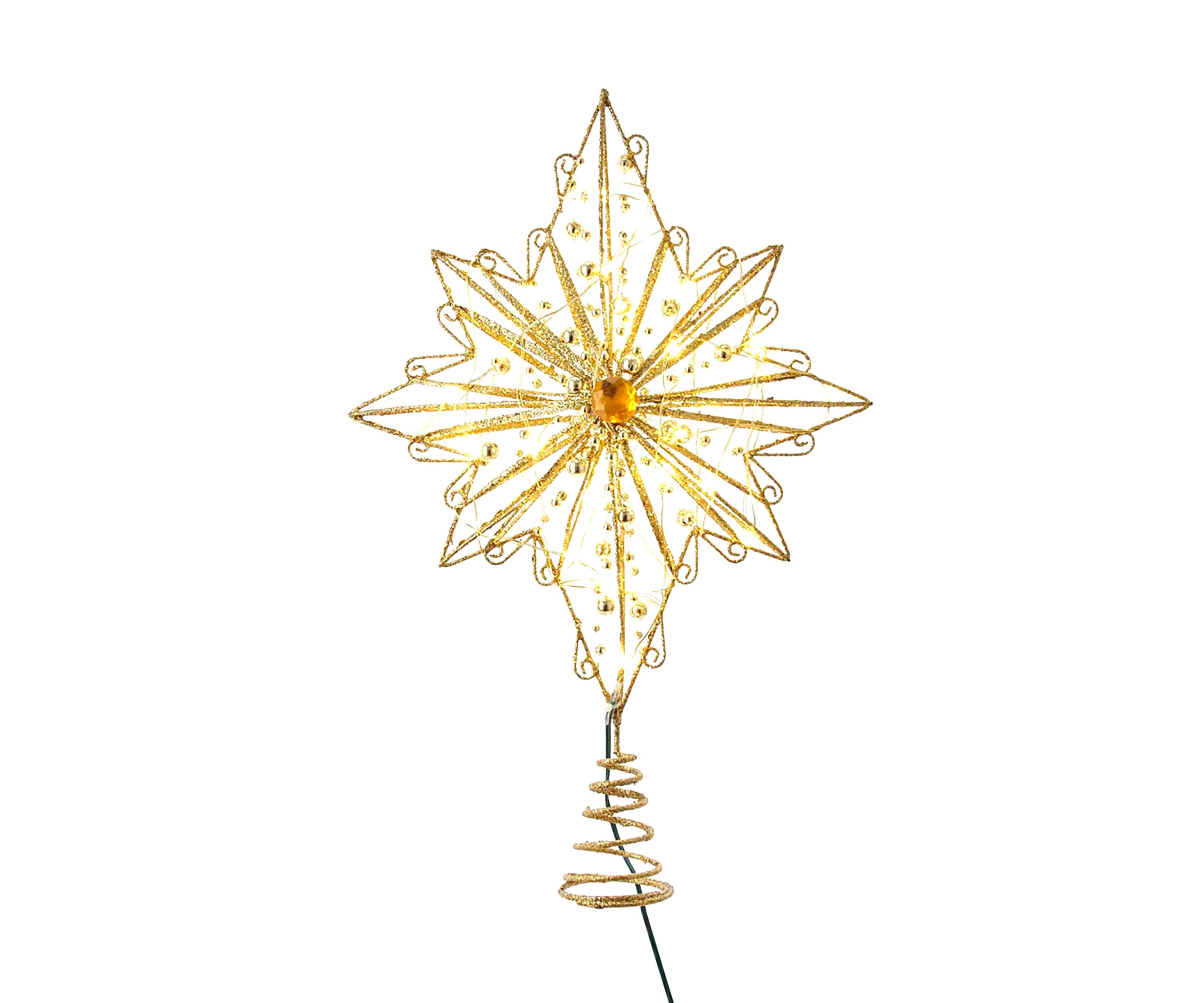 30 Light Fairy Light Gold Star Tree Topper