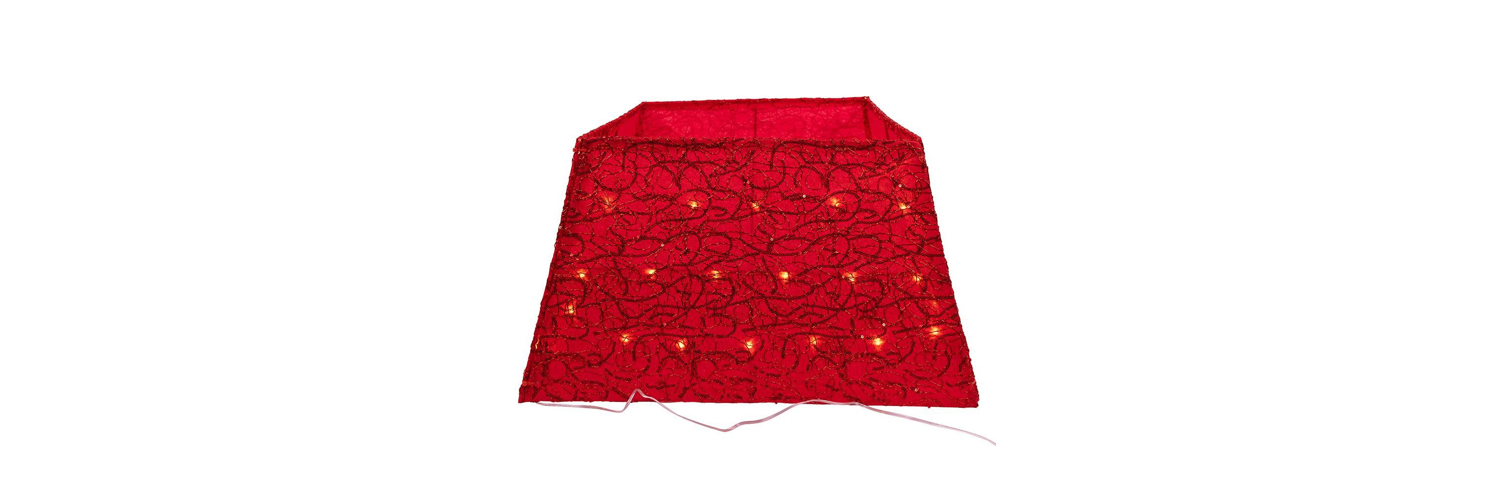 Kurt Adler 19.7-Inch 70-Light Warm White LED Red Square Treeskirt