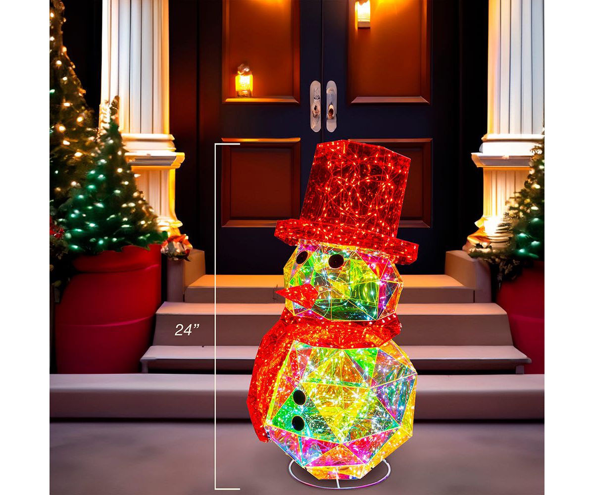 Kurt Adler 24-Inch 300-Light Warm White Fairy LED Iridescent Snowman