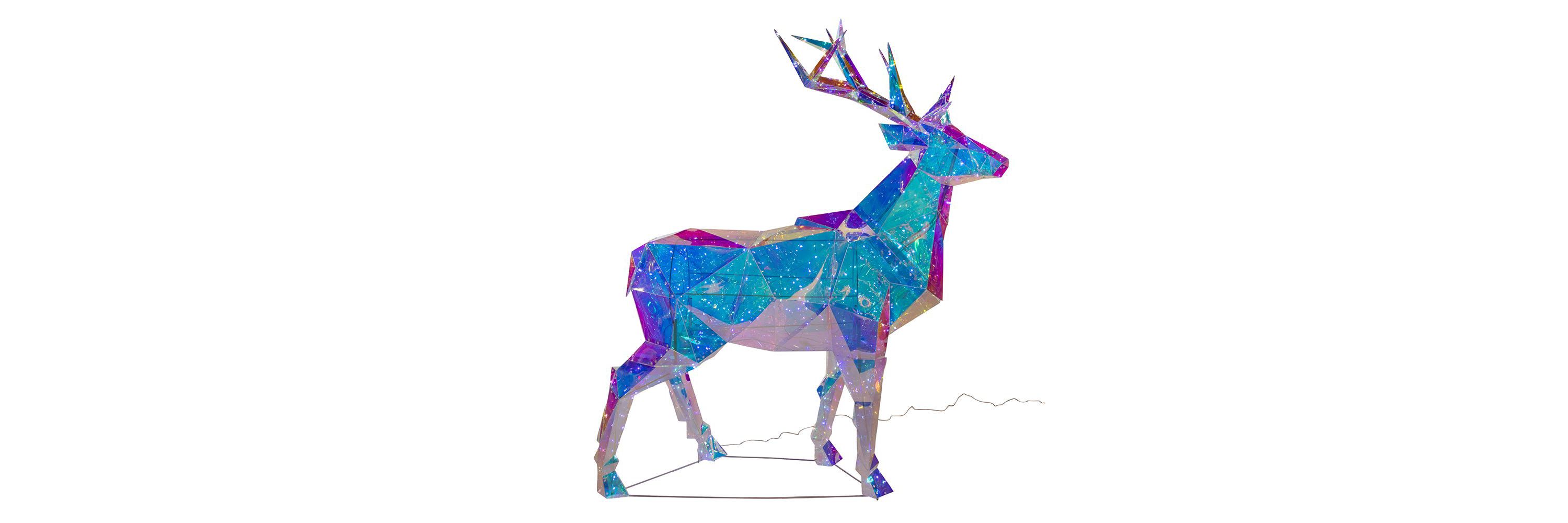 57.09-Inch Multi-Function 610 Cool White LED Iridescent Deer