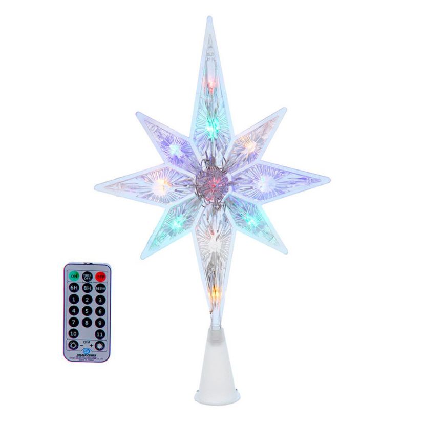 12.6-Inch 11-Light Dual Color LED With Color Effect Remote Control Star Tree Topper