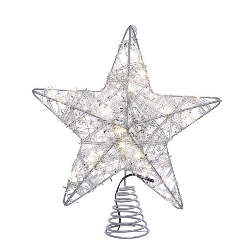 10.5-Inch 30-Light Warm White LED Fairy Light 5-Point Star Tree Topper