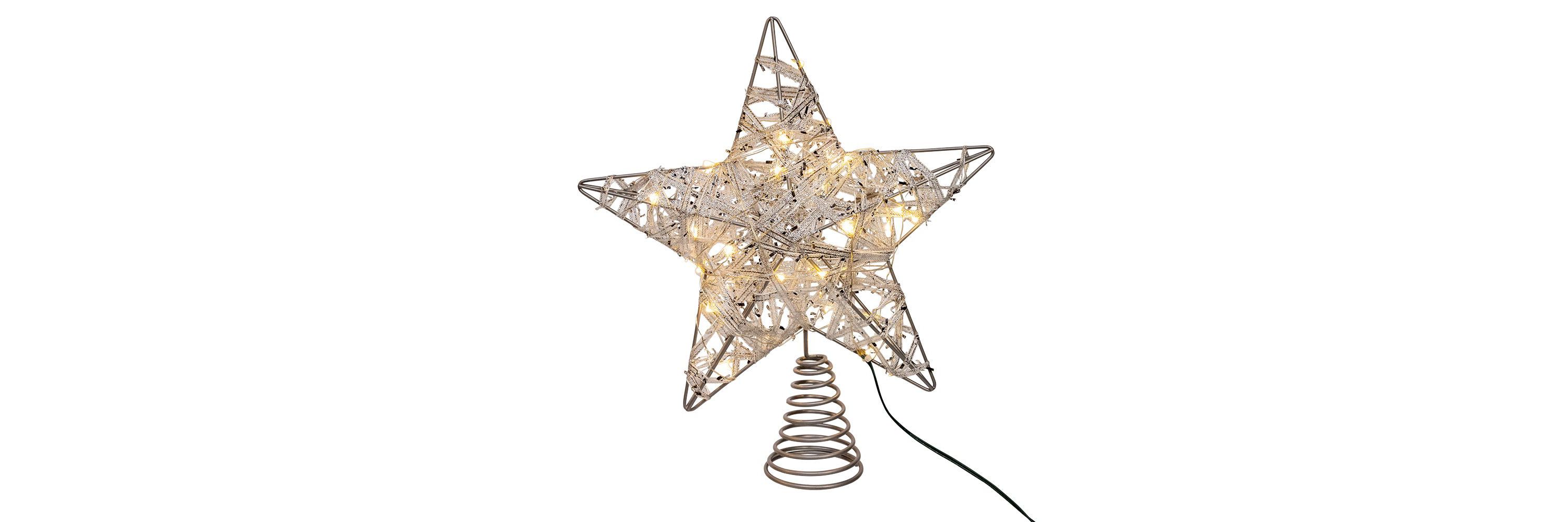 10.5-Inch 30-Light Warm White LED Fairy Light 5-Point Star Tree Topper