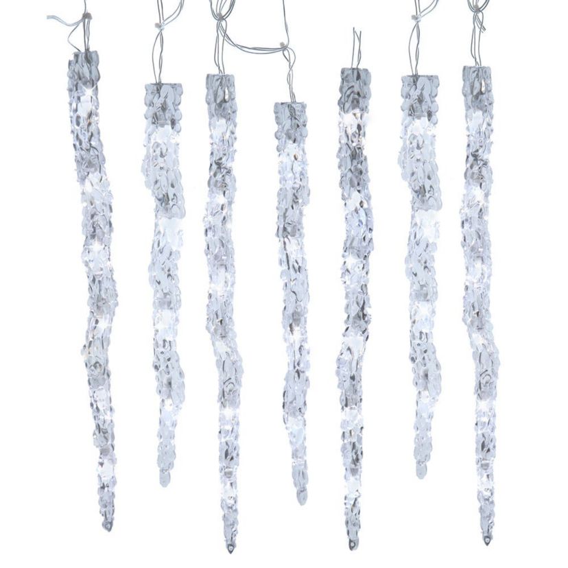 UL 60-Light Dual Color Pure White/Warm White LED 12-Piece Icicle String Light Set