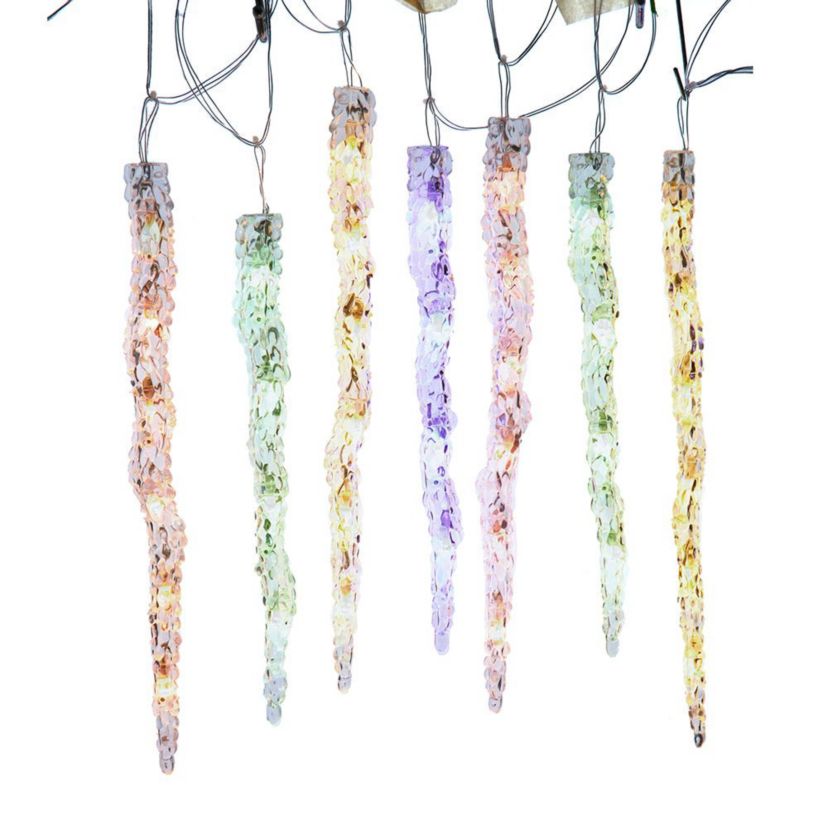 UL 60-Light Dual Color Multicolor/Warm White LED 12-Piece Icicle String Light Set