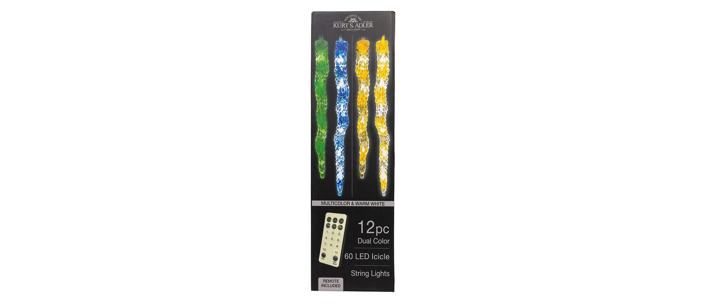 UL 60-Light Dual Color Multicolor/Warm White LED 12-Piece Icicle String Light Set