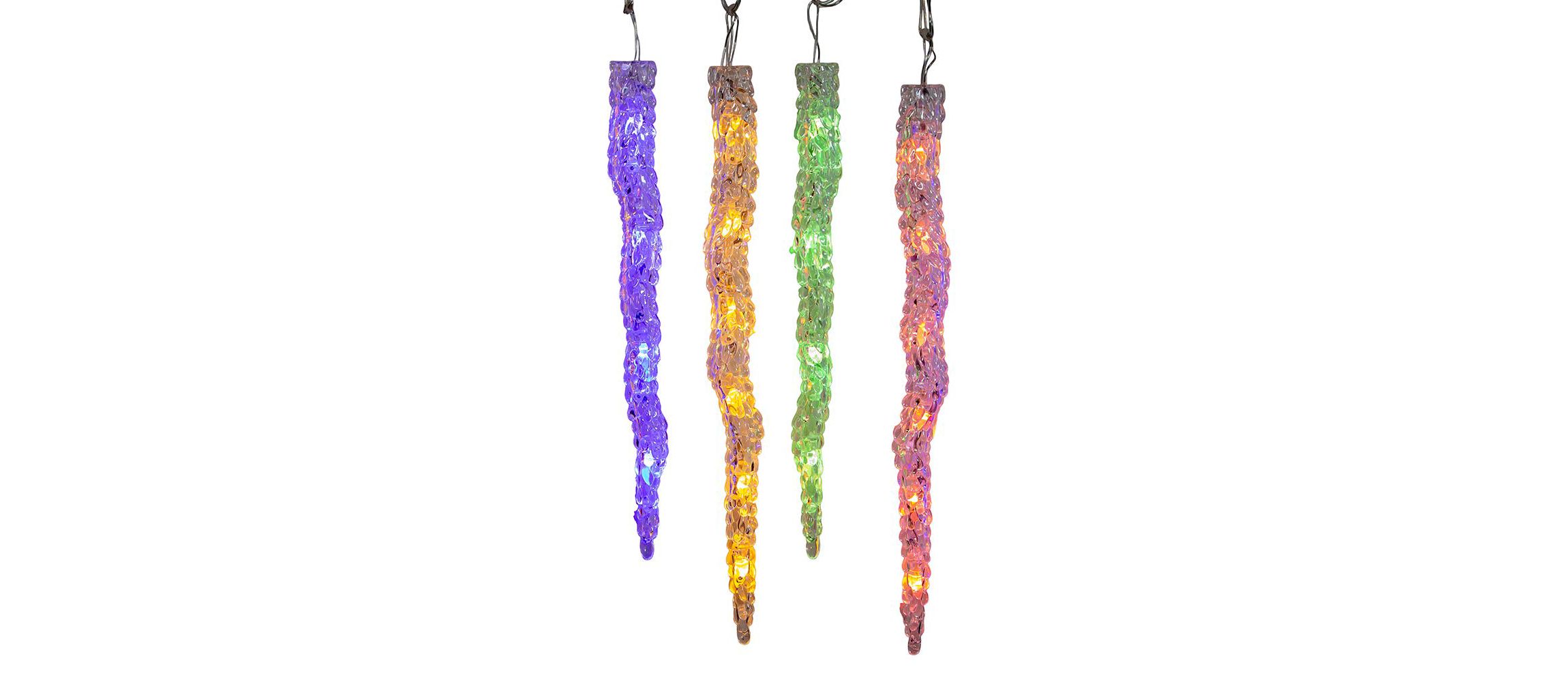 UL 60-Light Dual Color Multicolor/Warm White LED 12-Piece Icicle String Light Set