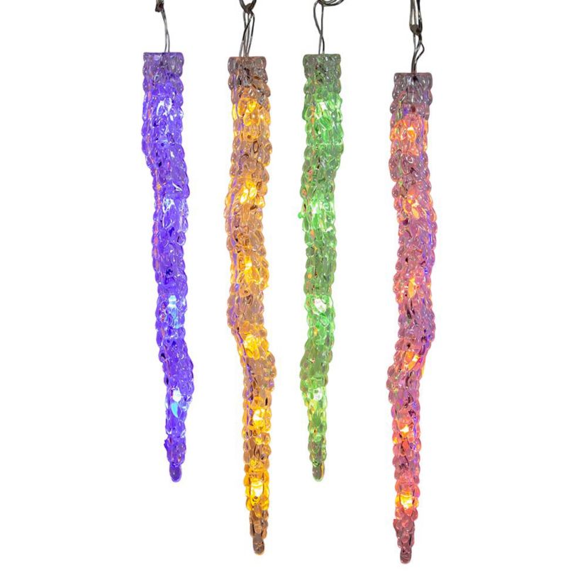 UL 60-Light Dual Color Multicolor/Warm White LED 12-Piece Icicle String Light Set