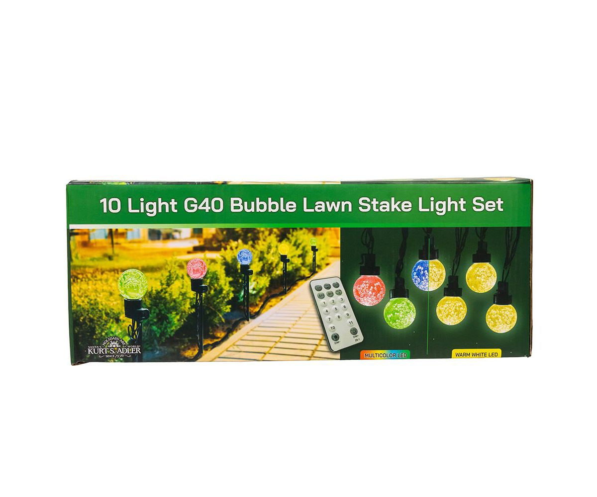 40-Light Warm White LED G40 Globe Yard Stakes, 10-Piece Set
