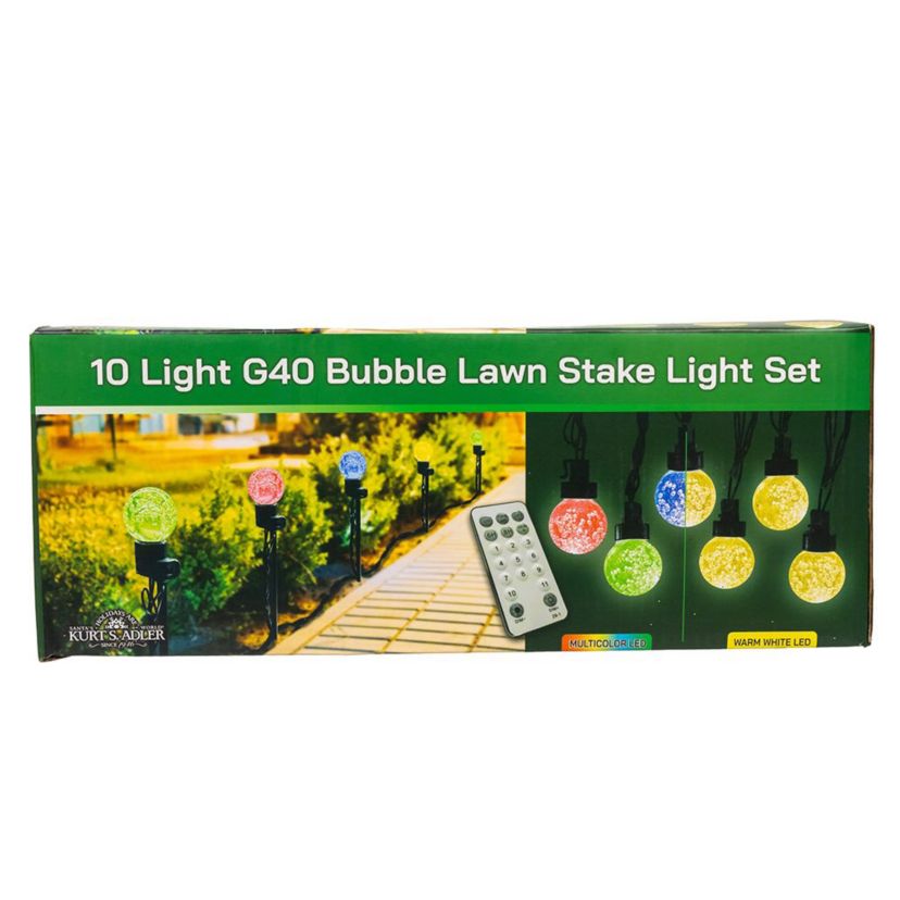 40-Light Warm White LED G40 Globe Yard Stakes, 10-Piece Set