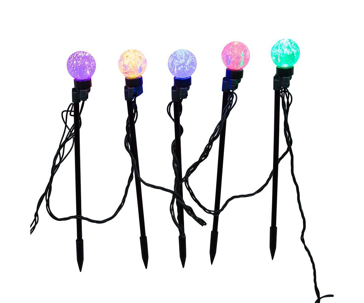 40-Light Warm White LED G40 Globe Yard Stakes, 10-Piece Set
