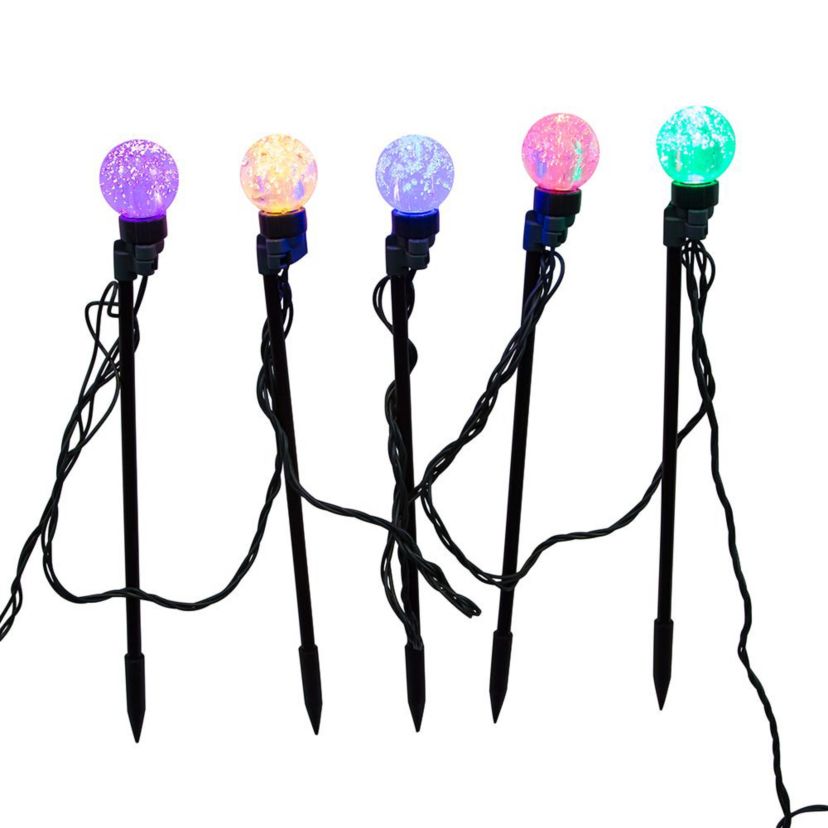 40-Light Warm White LED G40 Globe Yard Stakes, 10-Piece Set