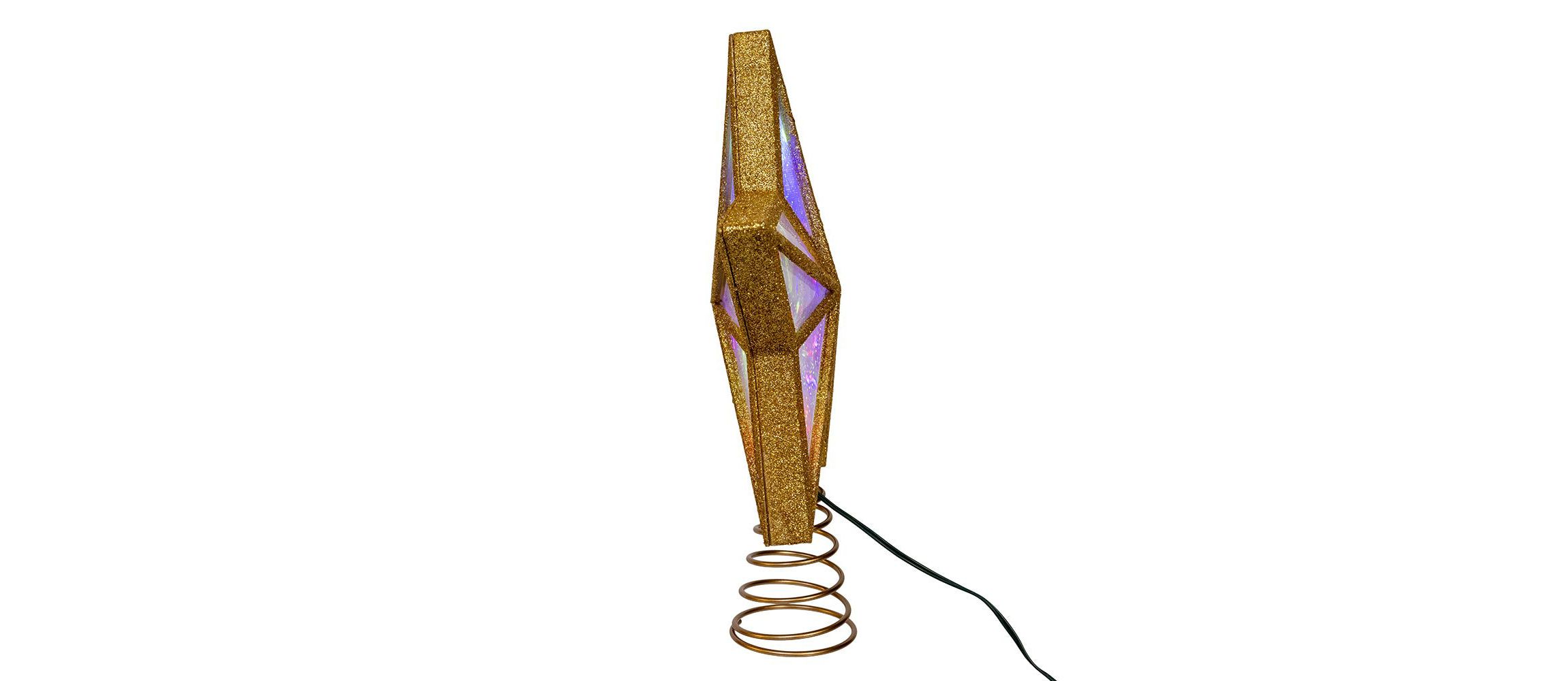 11.5-Inch UL 20-Light Multicolor Fairy Twinkle LED Gold Glitter 5-Point Star Tree Topper