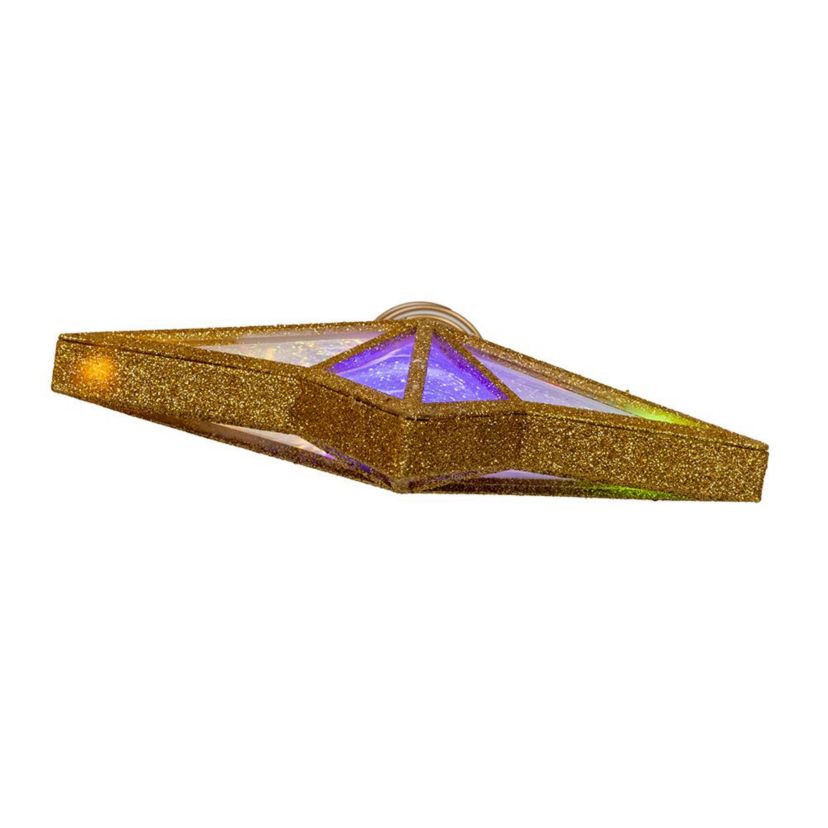11.5-Inch UL 20-Light Multicolor Fairy Twinkle LED Gold Glitter 5-Point Star Tree Topper