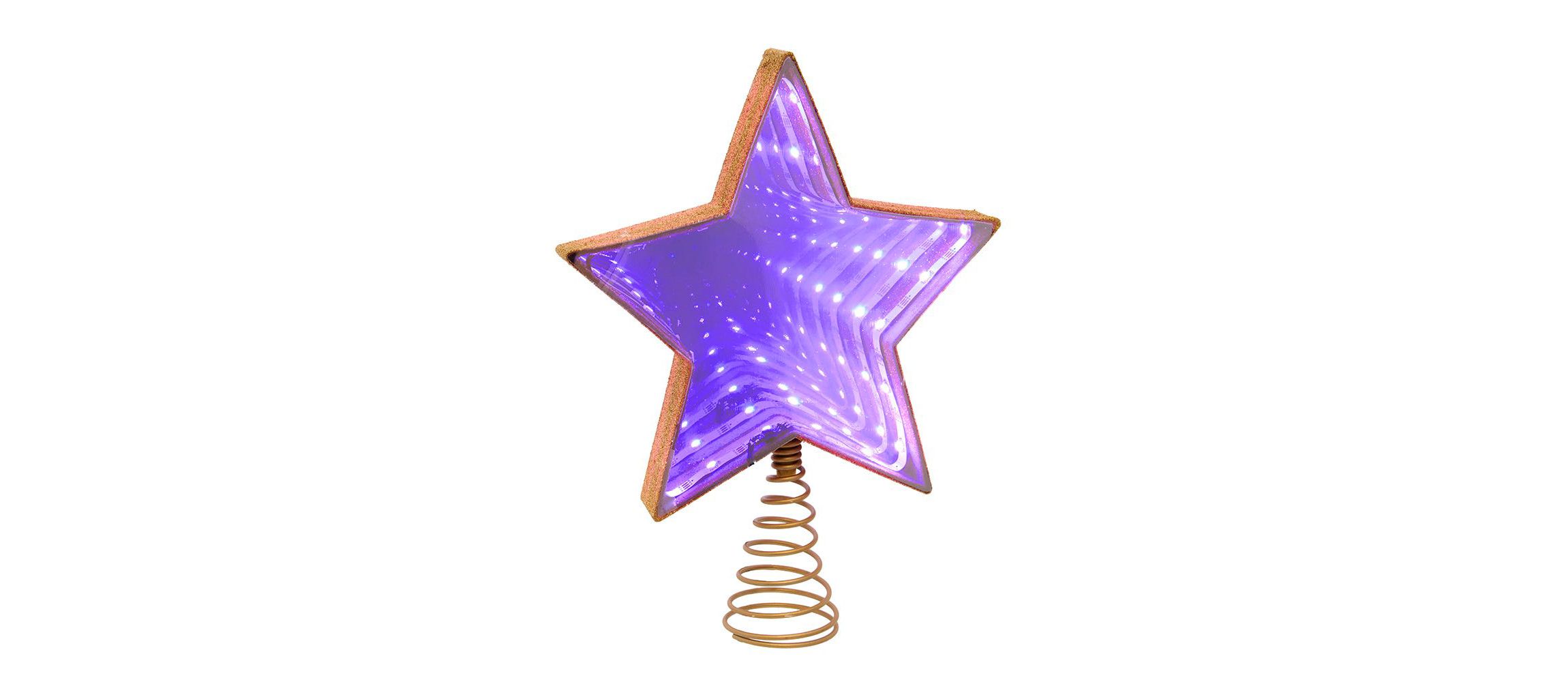11.5-Inch UL 22-Light Multicolor Infinity Effect SMD LED Gold Glitter 5-Point Star Tree Topper