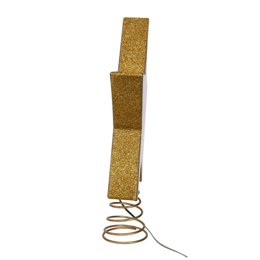 11.5-Inch UL 22-Light Multicolor Infinity Effect SMD LED Gold Glitter 5-Point Star Tree Topper