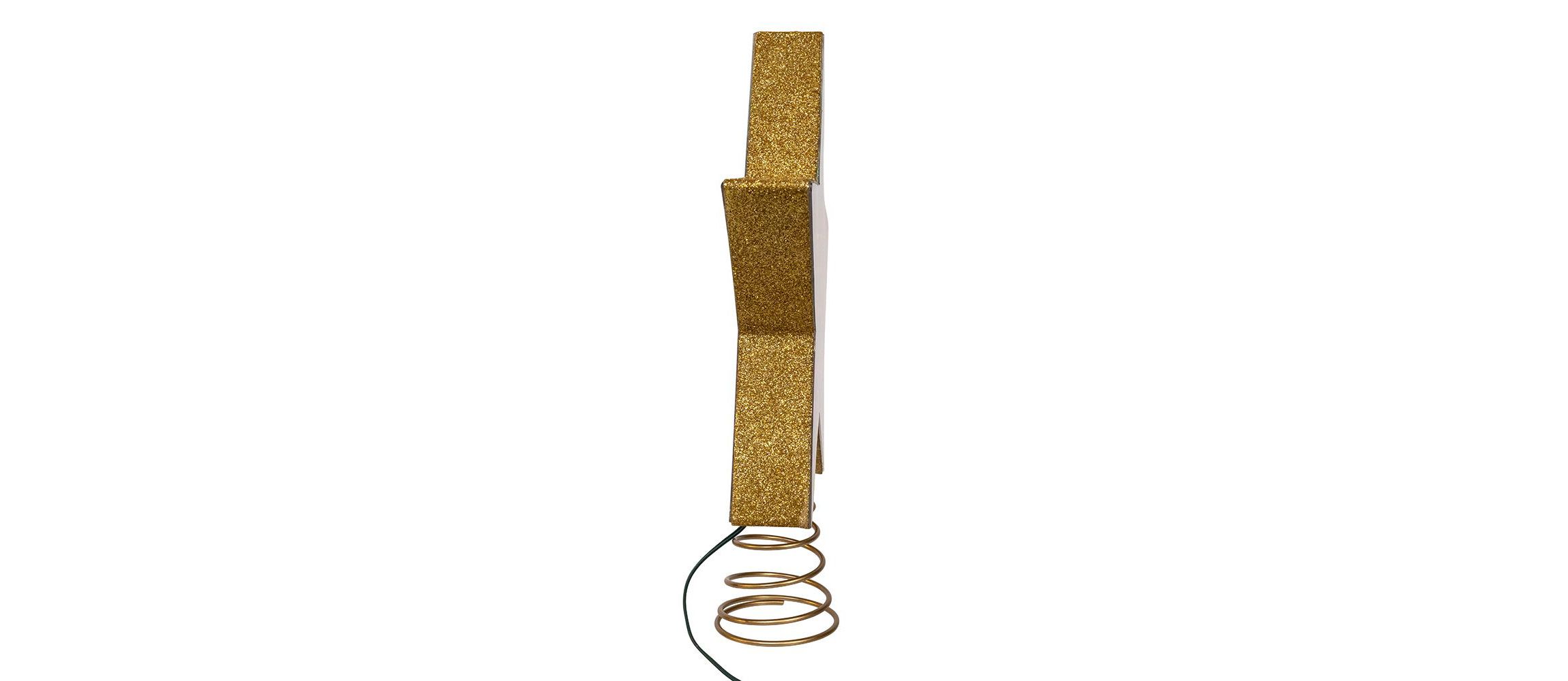 11.5-Inch UL 22-Light Multicolor Infinity Effect SMD LED Gold Glitter 5-Point Star Tree Topper