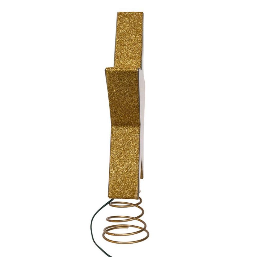 11.5-Inch UL 22-Light Multicolor Infinity Effect SMD LED Gold Glitter 5-Point Star Tree Topper