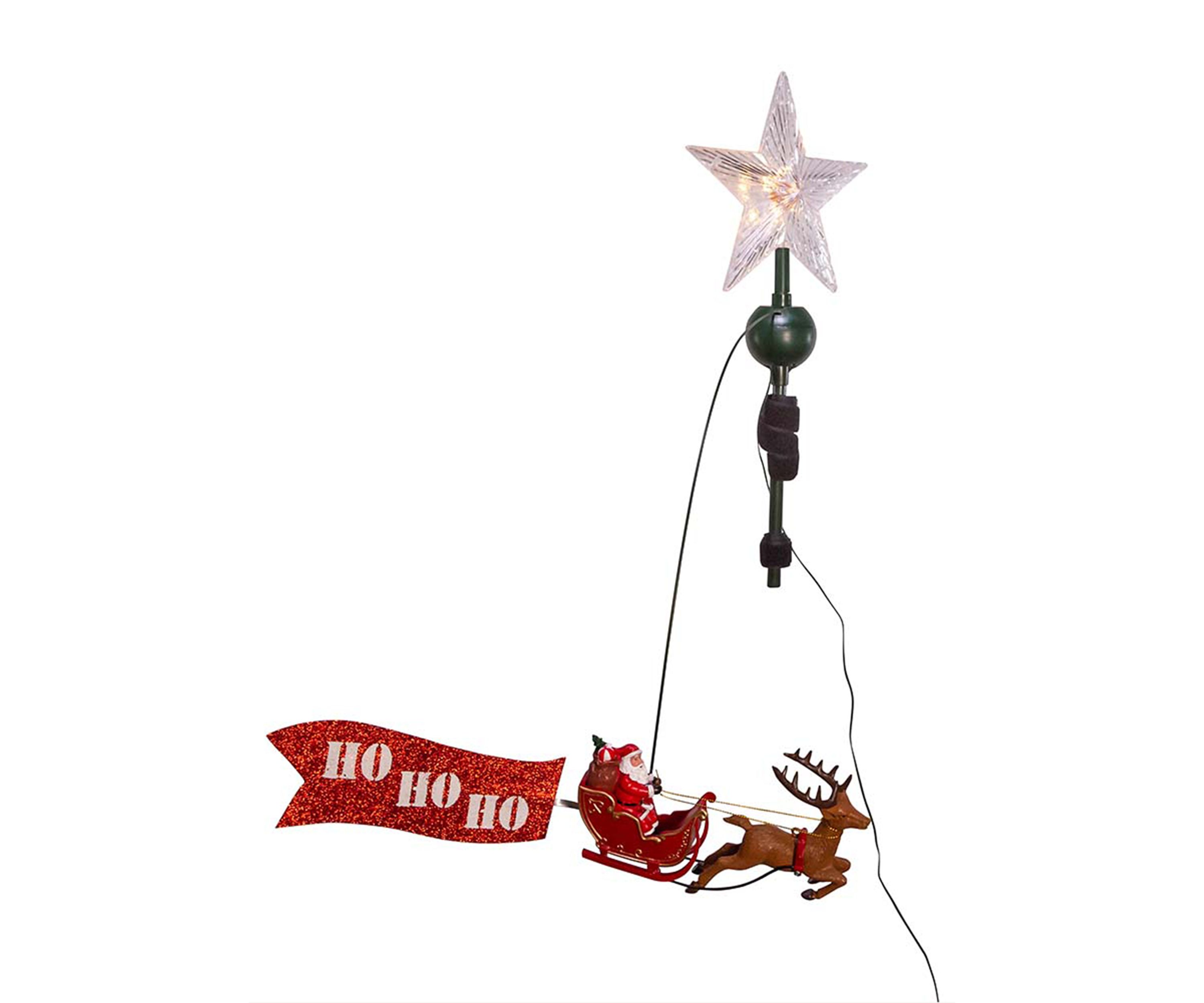 19.7-Inch LED Star Tree Topper with Rotating Santa