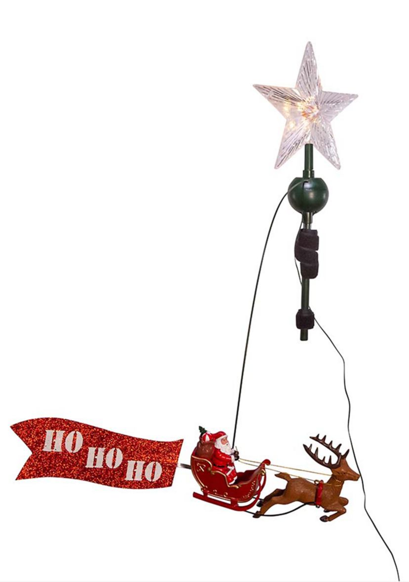 19.7-Inch LED Star Tree Topper with Rotating Santa