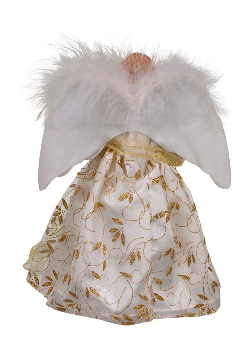 12-Inch Battery-Operated Fiber Optic Gold Angel Tree Topper with Color Changing LED Lights
