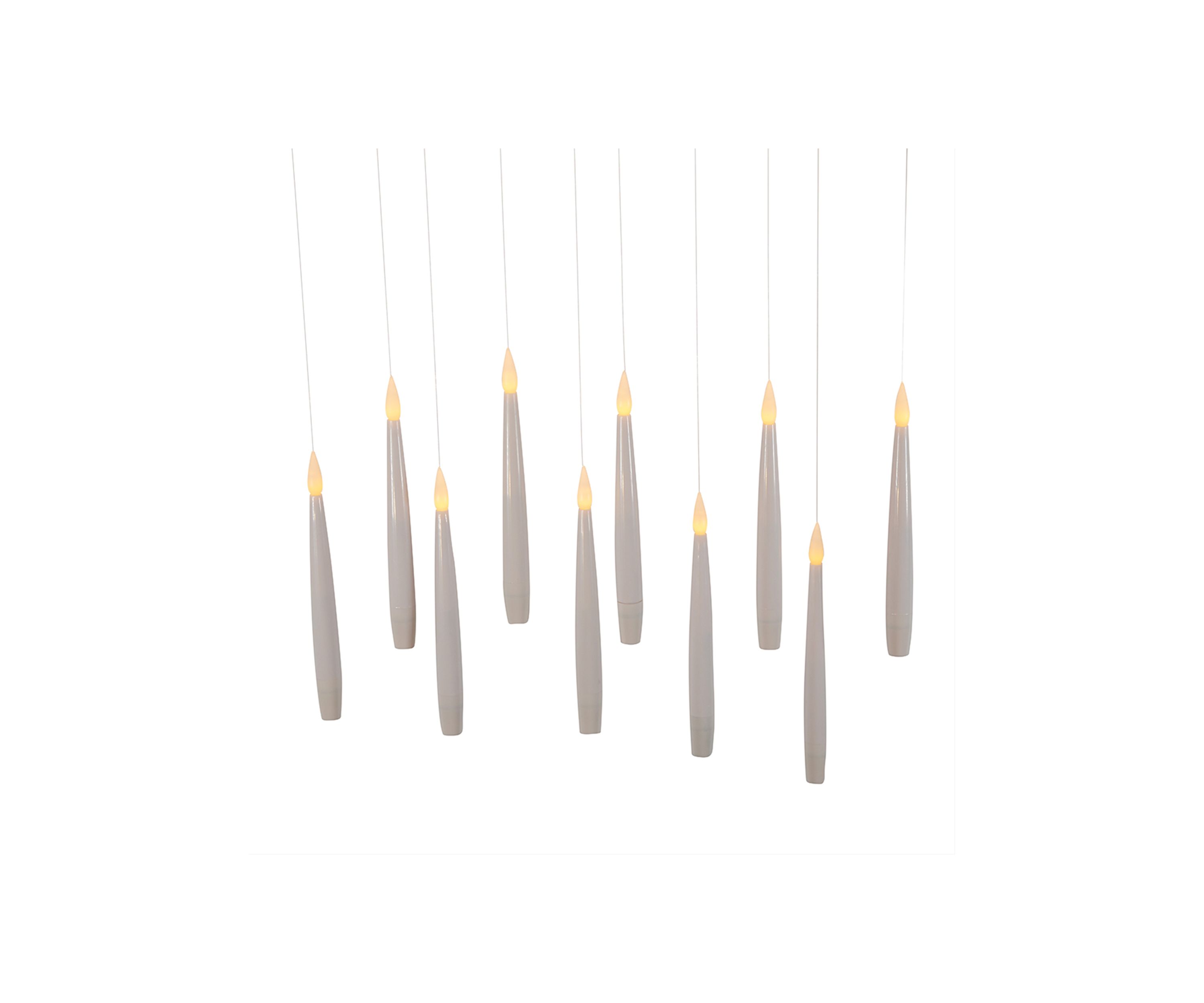 Battery-Operated 6-Inch Floating Candles with String 10-Piece Ornament Set
