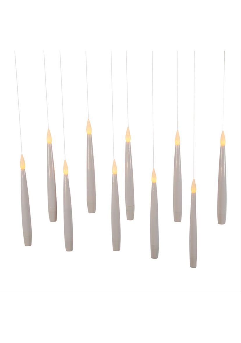 Battery-Operated 6-Inch Floating Candles with String 10-Piece Ornament Set