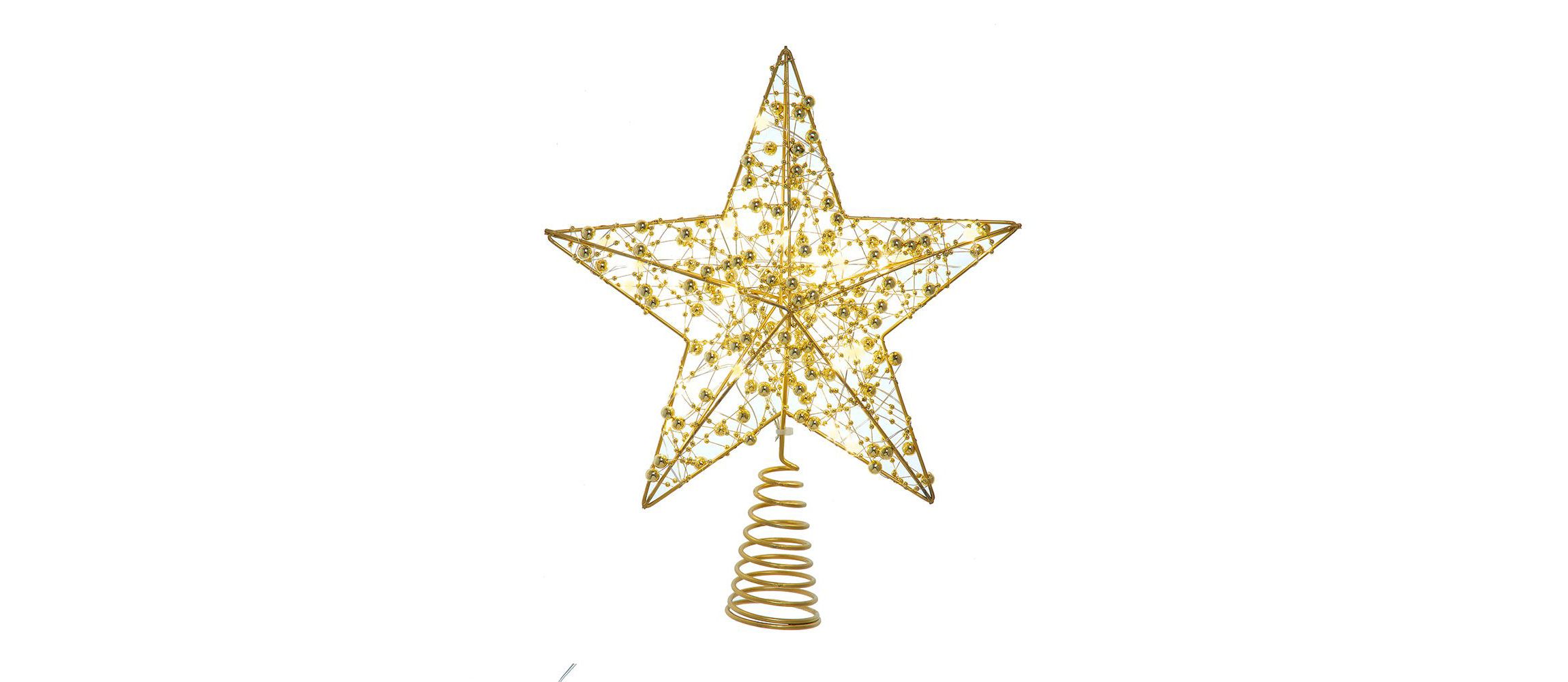 11.8-Inch Battery Operated LED Lighted 5-Point Gold Metal Star Tree Topper