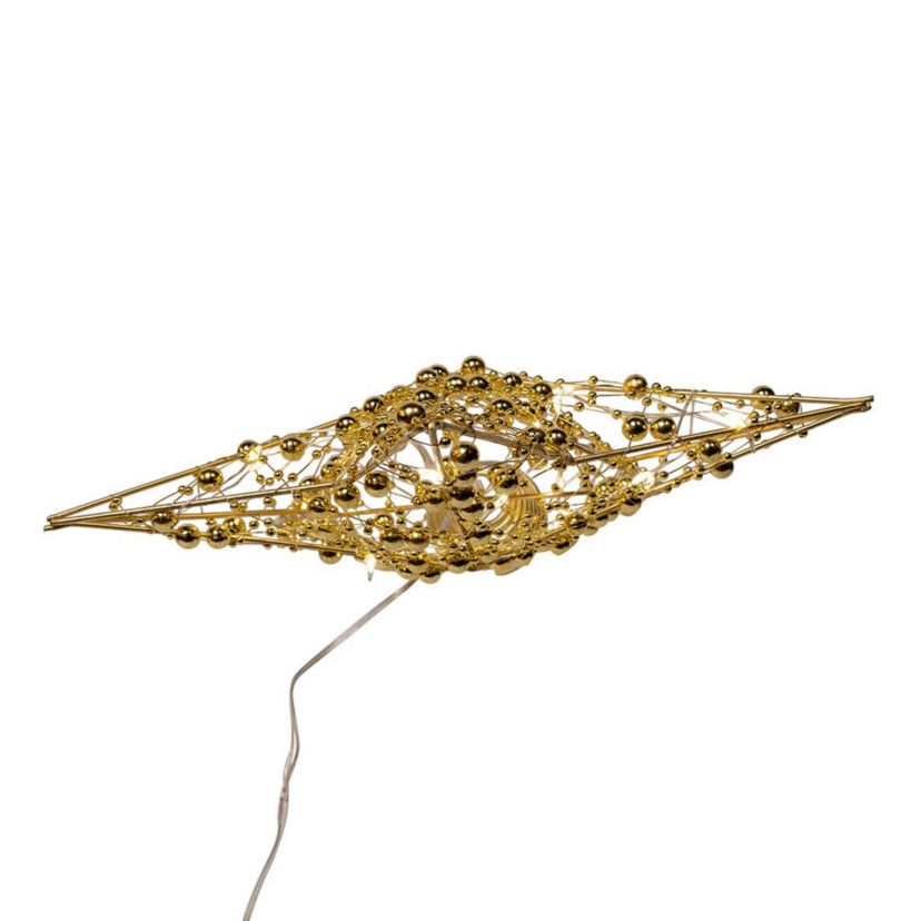 11.8-Inch Battery Operated LED Lighted 5-Point Gold Metal Star Tree Topper