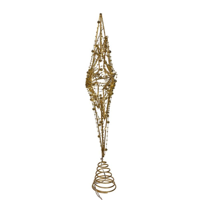 19.7-Inch Battery Operated LED Lighted 8-Point Gold Metal Star Tree Topper