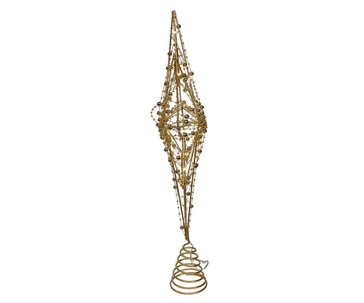 19.7-Inch Battery Operated LED Lighted 8-Point Gold Metal Star Tree Topper