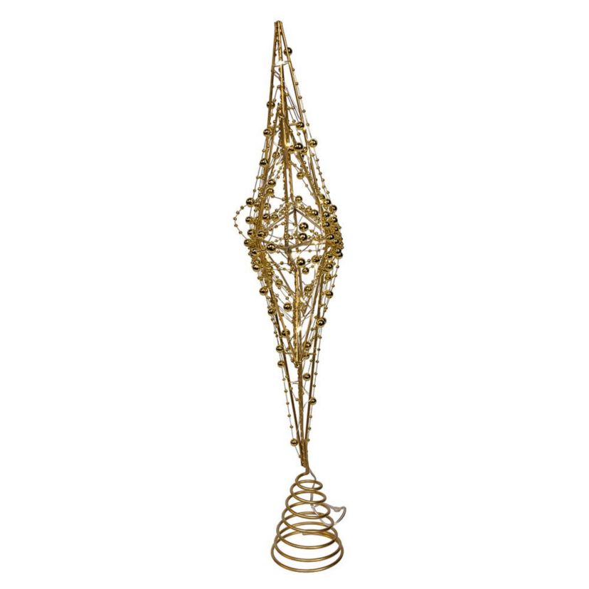 19.7-Inch Battery Operated LED Lighted 8-Point Gold Metal Star Tree Topper