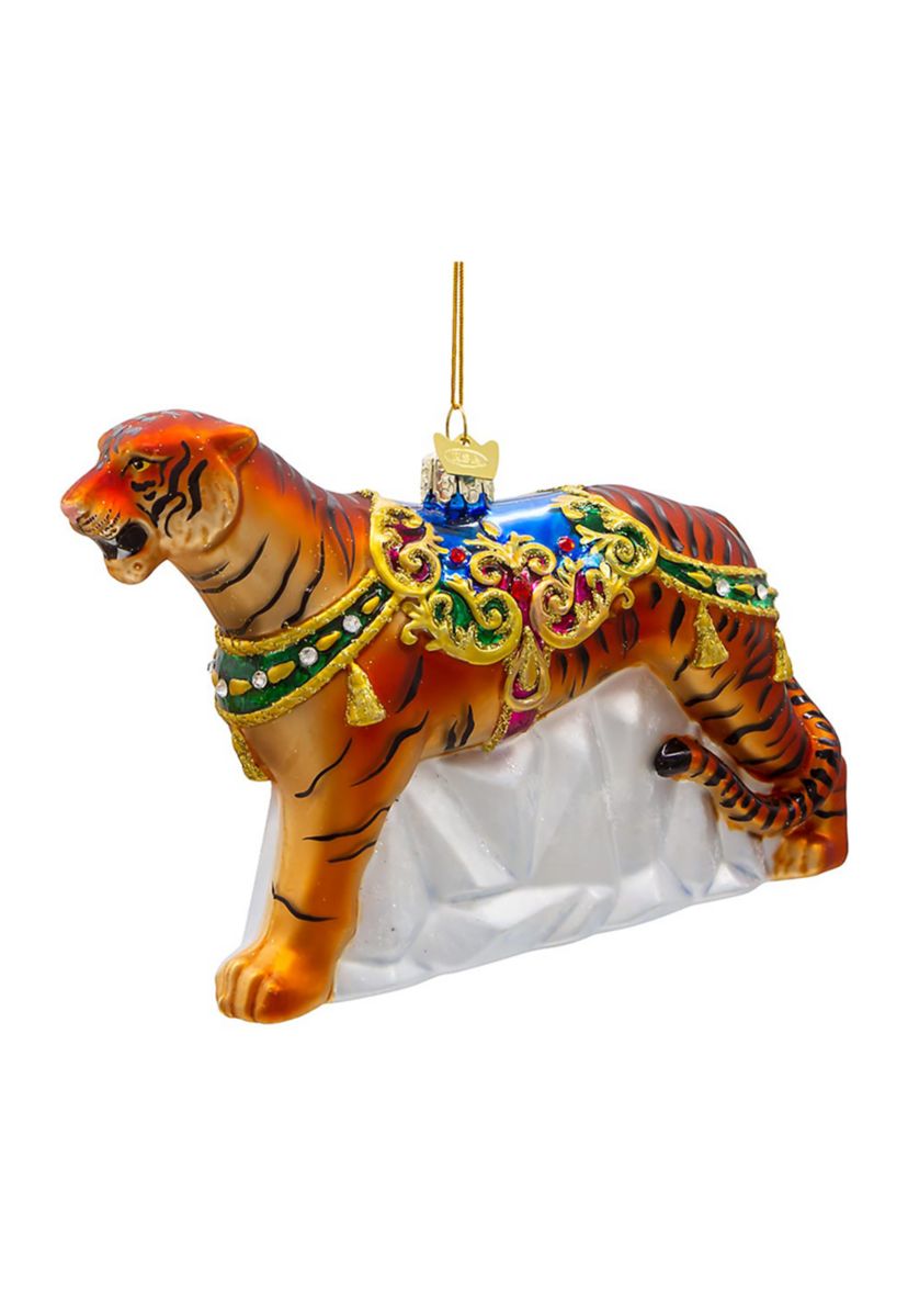 6.5-Inch Bellissimo Glass Tiger Ornament