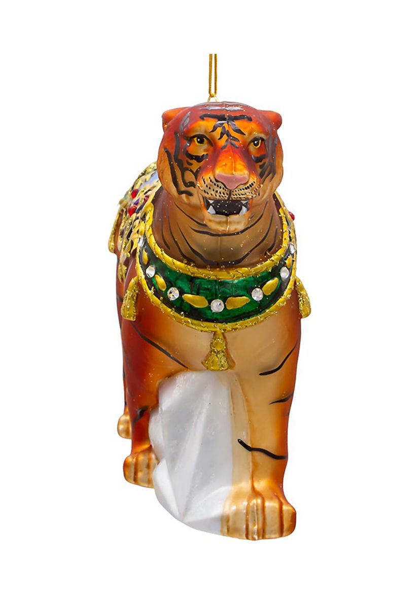 6.5-Inch Bellissimo Glass Tiger Ornament