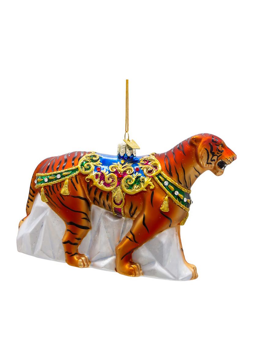 6.5-Inch Bellissimo Glass Tiger Ornament