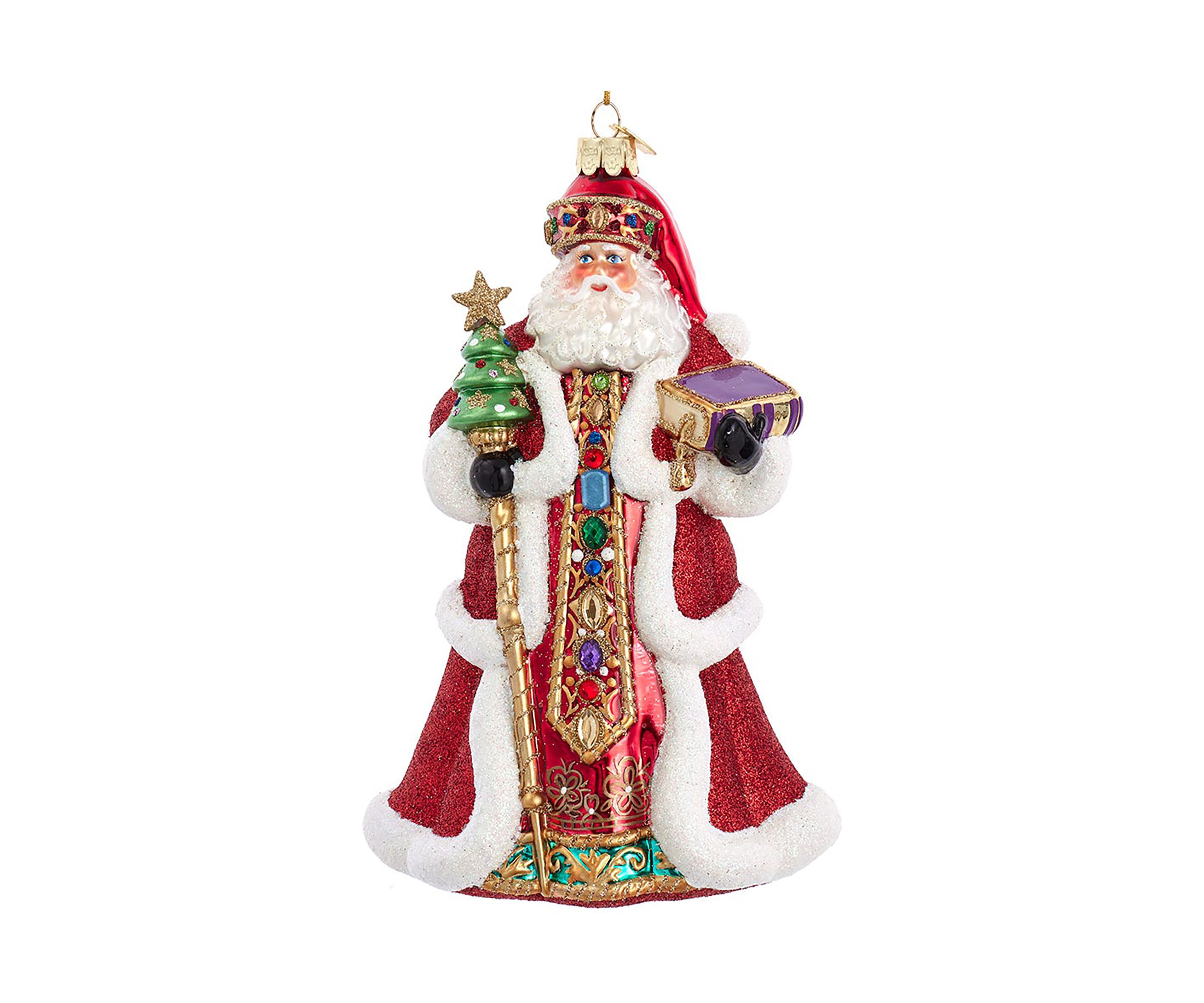 7-Inch Bellissimo Glass Red Santa Ornament