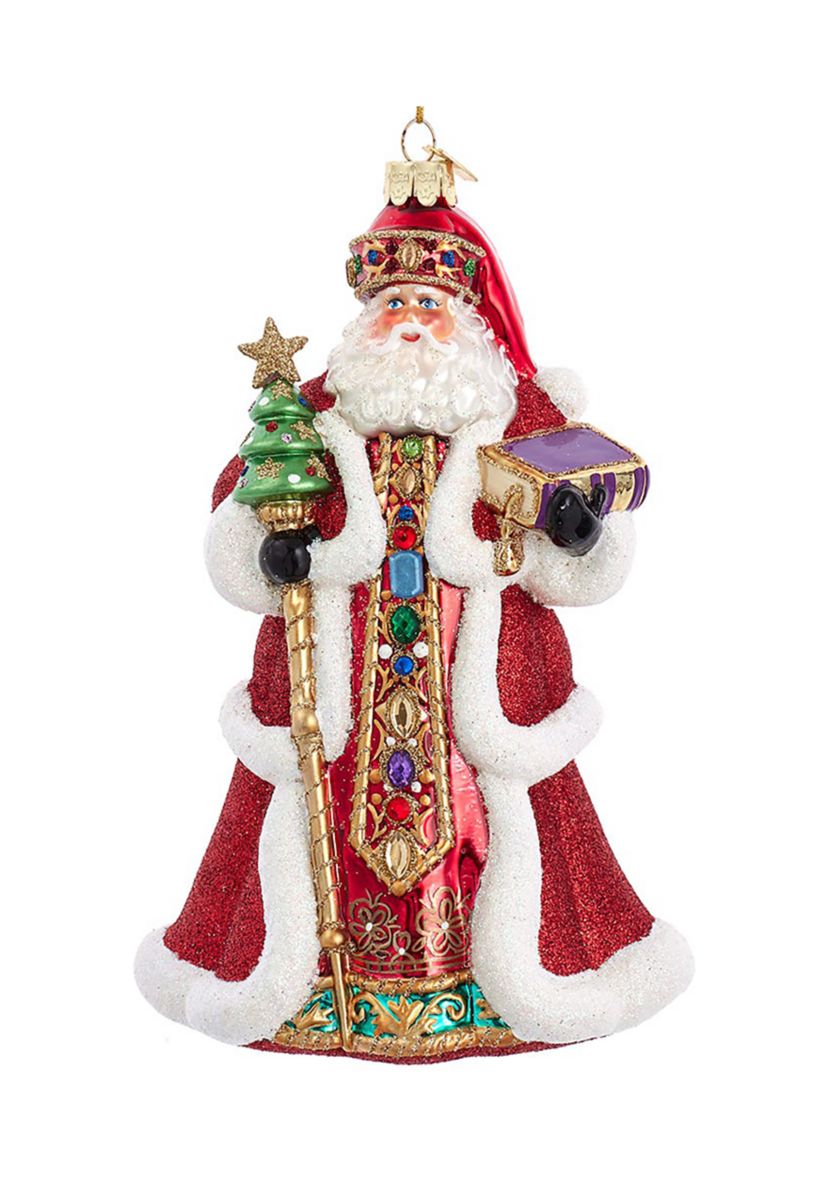7-Inch Bellissimo Glass Red Santa Ornament