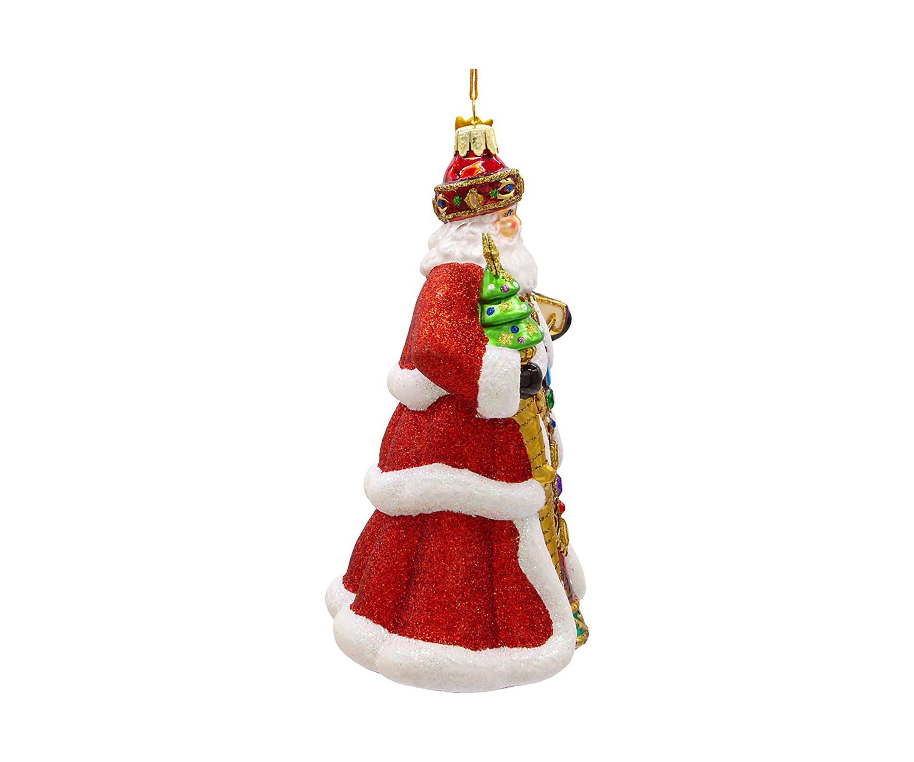 7-Inch Bellissimo Glass Red Santa Ornament