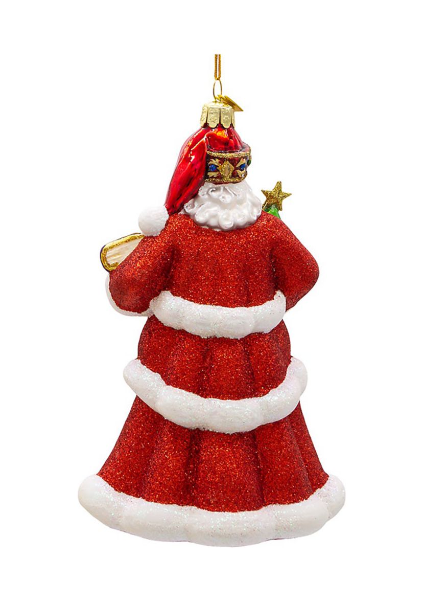 7-Inch Bellissimo Glass Red Santa Ornament