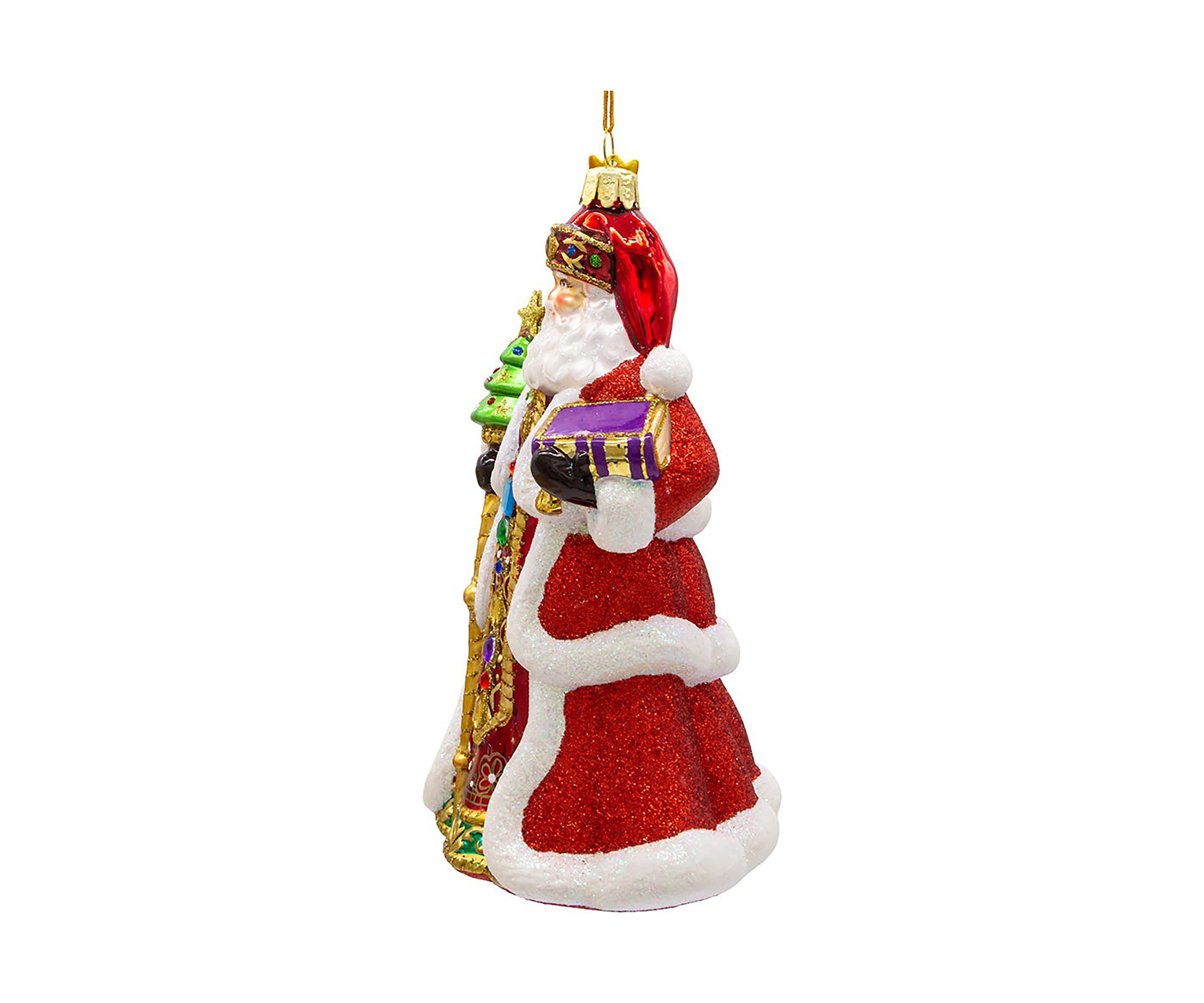 7-Inch Bellissimo Glass Red Santa Ornament