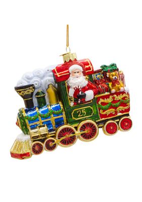 6-Inch Bellissimo Glass Santa with Train Ornament