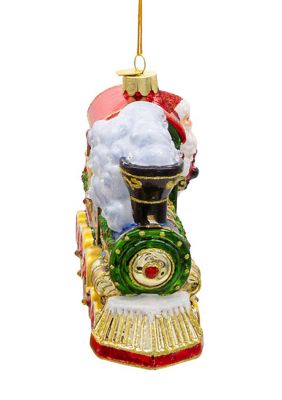 6-Inch Bellissimo Glass Santa with Train Ornament