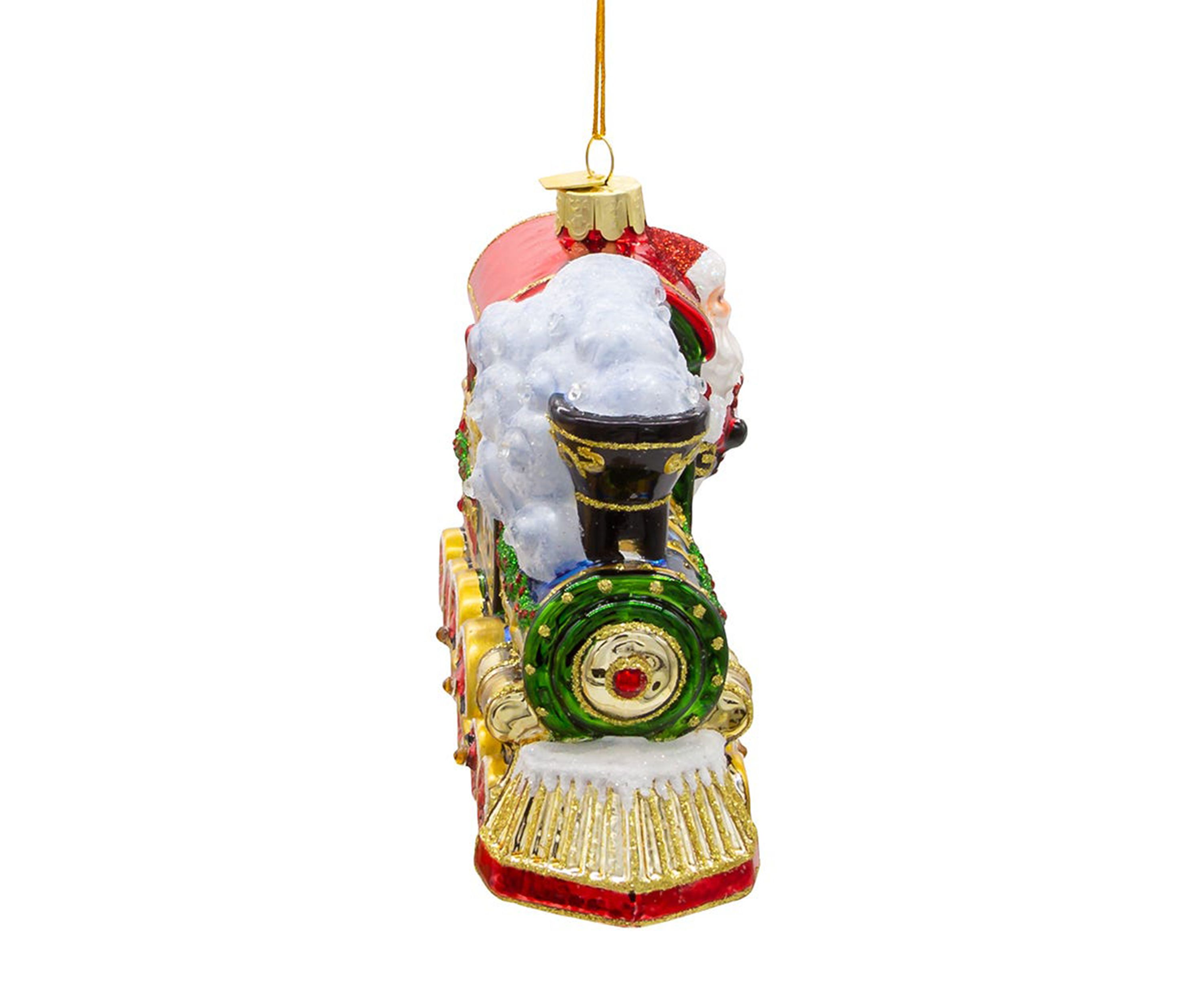 6-Inch Bellissimo Glass Santa with Train Ornament