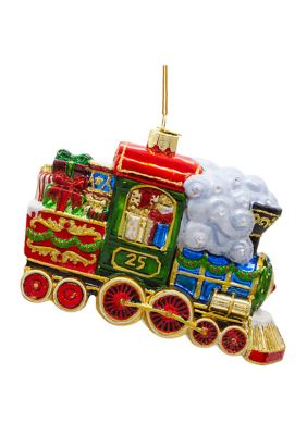 6-Inch Bellissimo Glass Santa with Train Ornament