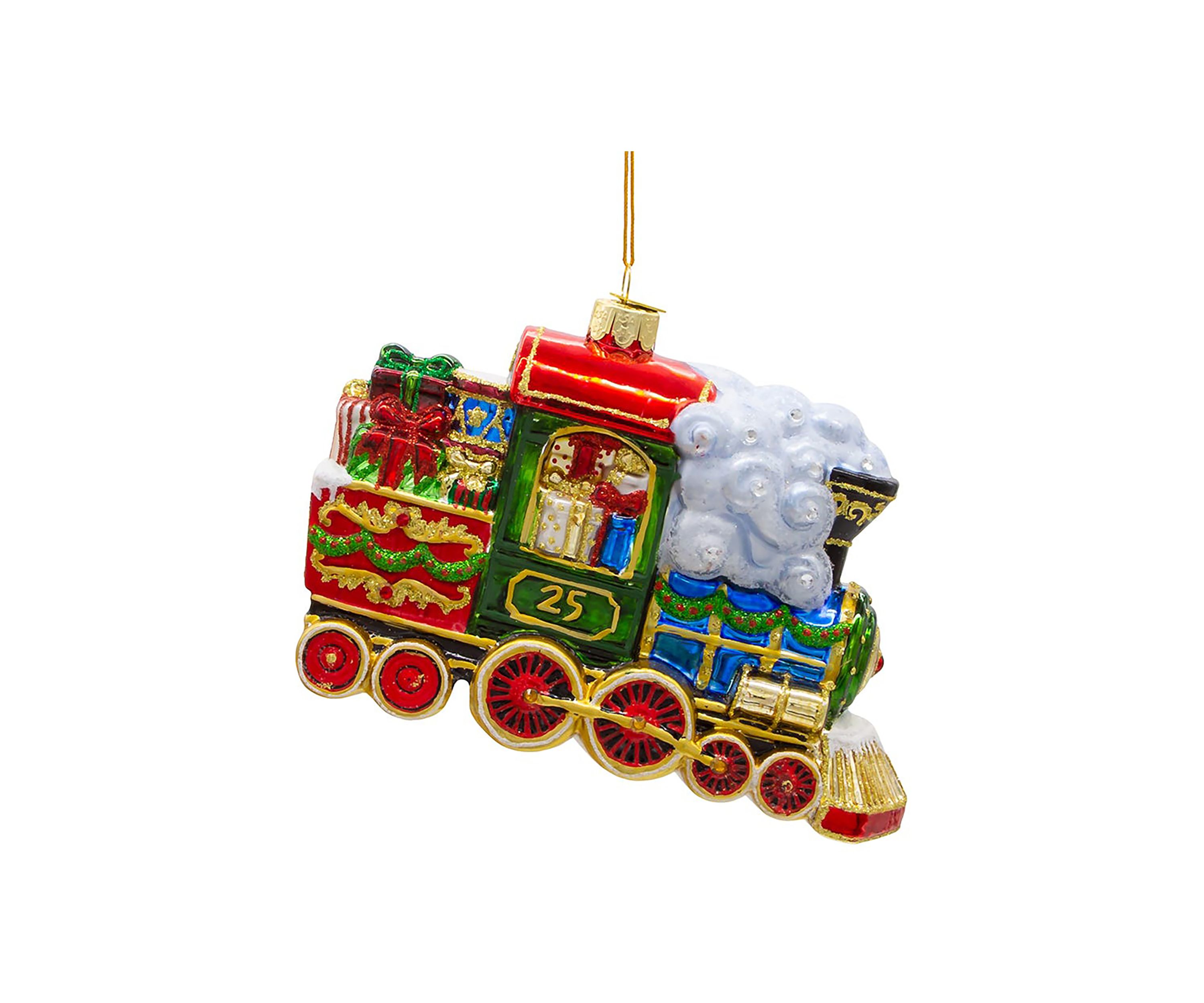6-Inch Bellissimo Glass Santa with Train Ornament